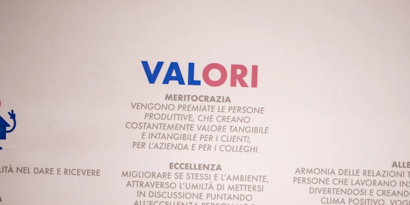 Il manifesto dei valori dell'agenzia: meritocrazia, eccellenza, armonia